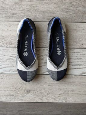 Rothy's Black & White Check Knit Ballet Flats size 5